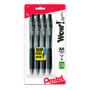 [PTL-BOL-440BP4] Bolígrafo Pentel wow retráctil, punta 1.0 mm, color negro, blíster con 4 piezas