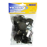 [MAE-YOY-10NT] Portagafetes tipo yoyo mae negro transparente bolsa con 10 piezas