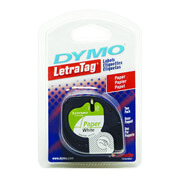 [BER-CNT-10697] Cinta de papel DYMO letratag imprime negro sobre blanco de 12mmx4m 1pieza
