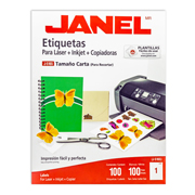 [JAN-ETI-5165] Etiqueta laser mod j-5165 blanca JANEL tamaño carta con 100 etiquetas