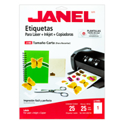 [JAN-ETI-5165-25] Etiqueta laser mod j-5165 blanca JANEL tamaño carta con 25 etiquetas