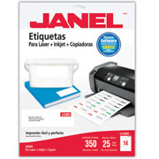 [JAN-ETI-5262-25] Etiqueta laser mod j-5262 blanca JANEL 34x102mm con 350 etiquetas