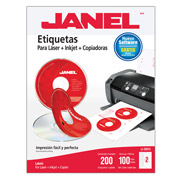 [JAN-ETI-5931] Etiqueta laser mod j-5931 blanca JANEL CD 117 mm con 200 etiquetas