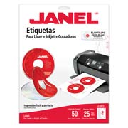 [JAN-ETI-5931-25] Etiqueta laser mod j-5931 blanca JANEL CD 117 mm con 50 etiquetas