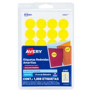 [AVE-ETI-2104] Etiqueta redonda removible amarillo AVERY con tecnología laser/inkjet