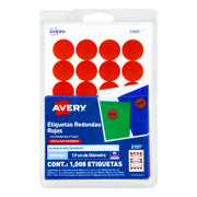 [AVE-ETI-2107] Etiqueta redonda removible rojo AVERY con tecnología laser/inkjet
