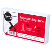 [RAY-TARJ-3X5RAY] Tarjeta bibliográfica Rayter, 3x5, rayada, color blanco, con 100 piezas